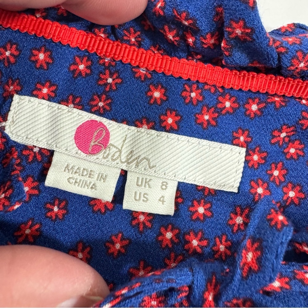 Boden Mellissa Ruffle Neck Blouse Riviera Blue Star View 5